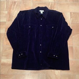 Merona Men's Navy Blue Velvet Velour Long Sleeve Button Down Shirt